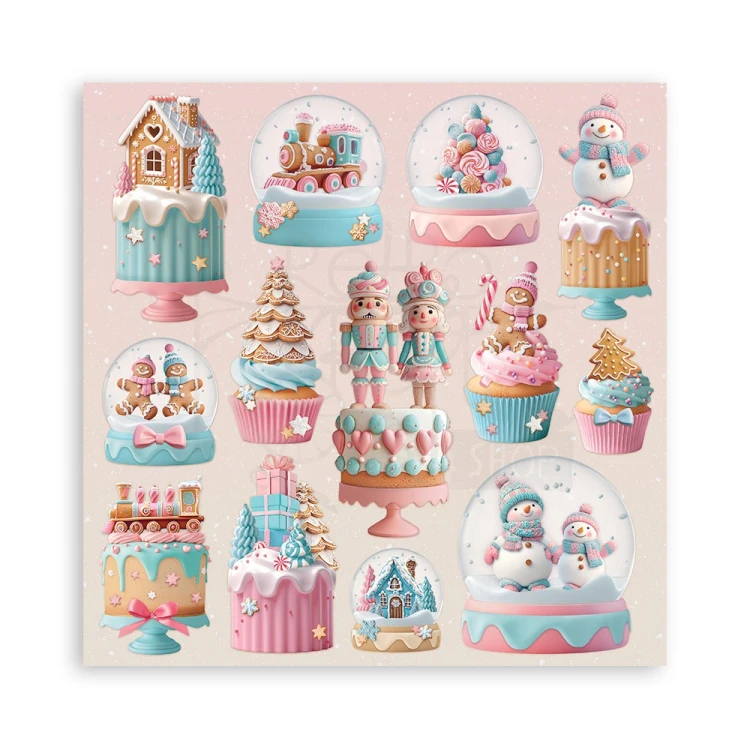Zestaw papierów jednostronnych do scrapbookingu 20x20 Candy Christmas 22 arkusze SBBSXB15 Stamperia