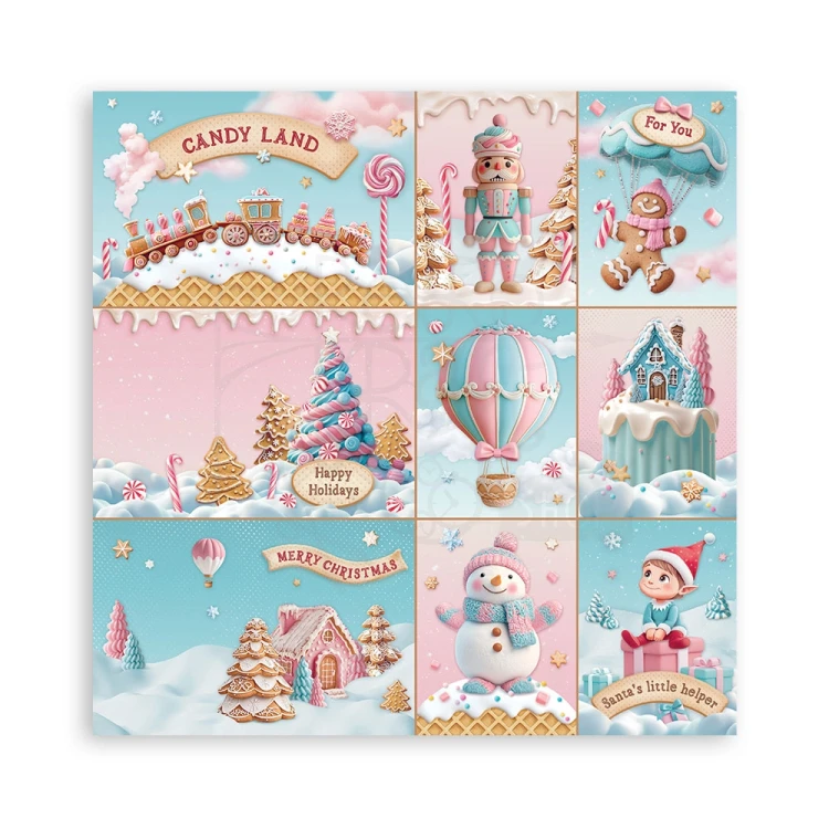 Zestaw papierów jednostronnych do scrapbookingu 20x20 Candy Christmas 22 arkusze SBBSXB15 Stamperia
