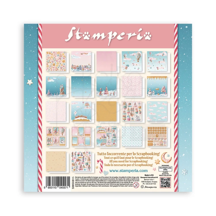 Zestaw papierów jednostronnych do scrapbookingu 20x20 Candy Christmas 22 arkusze SBBSXB15 Stamperia