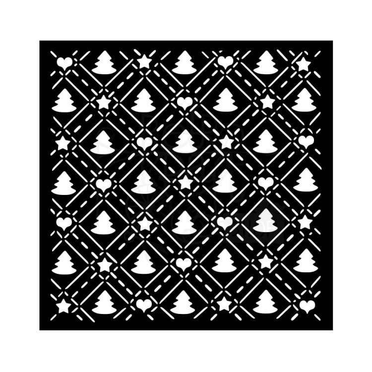 Szablon maska 18x18cm Candy Christmas Wzorek Choinki KSTDQ123 Stamperia