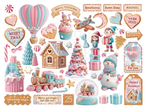 Ozdoby kształty tekturowe Die Cuts Candy Christmas DFLDC118 Stamperia