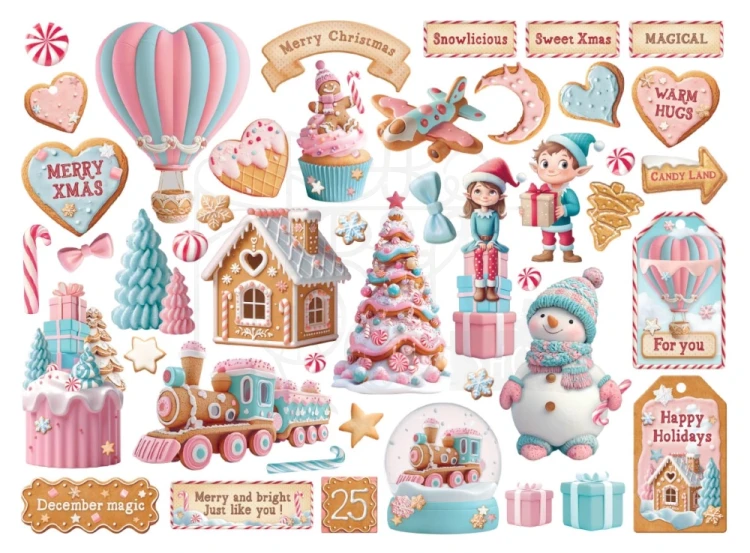 Ozdoby kształty tekturowe Die Cuts Candy Christmas DFLDC118 Stamperia