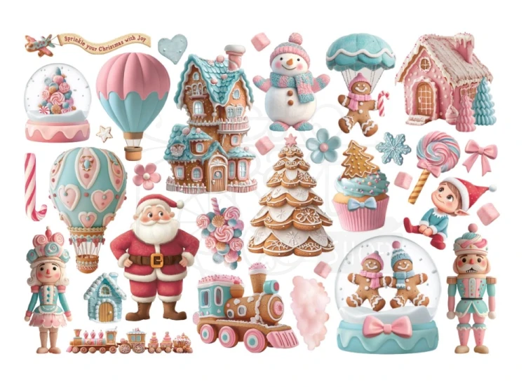 Ozdoby papierowe samoprzylepne Ephemera Candy Christmas DFLCT66 Stamperia