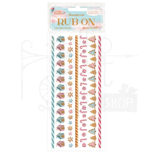 Rub-on transfer 10x21.6cm Candy Christmas Paski DFLRB177 Stamperia