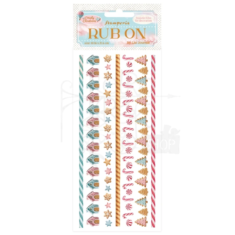 Rub-on transfer 10x21.6cm Candy Christmas Paski DFLRB177 Stamperia