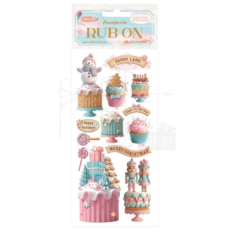 Rub-on transfer 10x21.6cm Candy Christmas Ciastka DFLRB175 Stamperia