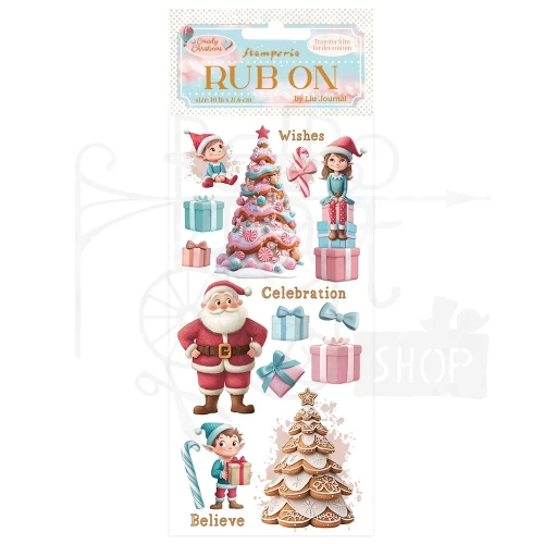 Rub-on transfer 10x21.6cm Candy Christmas Mikołaj DFLRB173 Stamperia