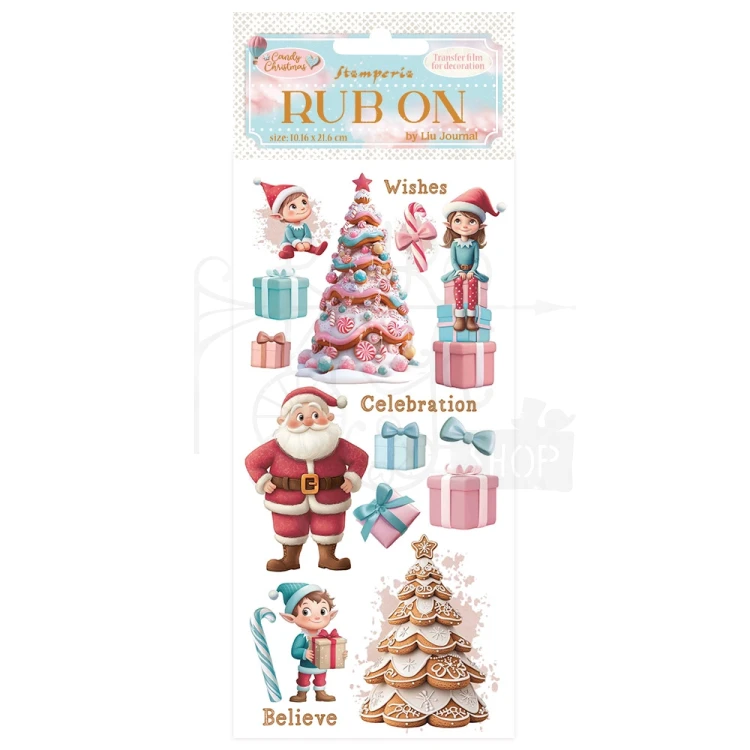 Rub-on transfer 10x21.6cm Candy Christmas Mikołaj DFLRB173 Stamperia