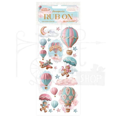 Rub-on transfer 10x21.6cm Candy Christmas Balony DFLRB172 Stamperia