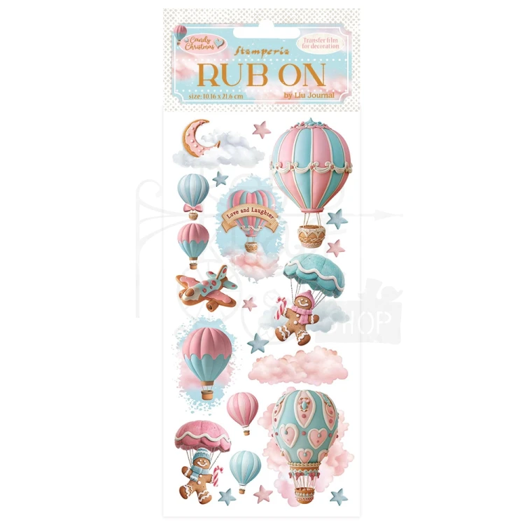 Rub-on transfer 10x21.6cm Candy Christmas Balony DFLRB172 Stamperia