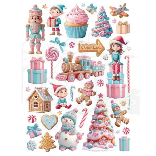 Papier ryżowy do decoupage A4 Candy Christmas Mix Elementów DFSA41050 Stamperia