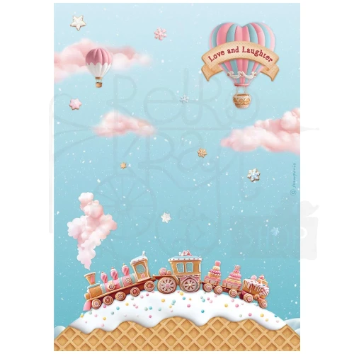 Papier ryżowy do decoupage A4 Candy Christmas Pociąg DFSA41048 Stamperia