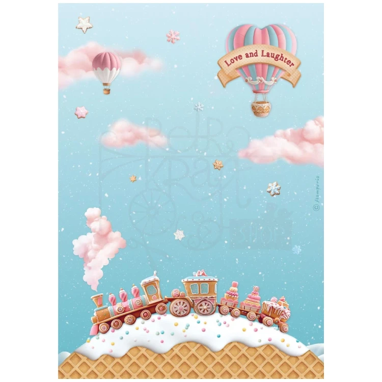 Papier ryżowy do decoupage A4 Candy Christmas Pociąg DFSA41048 Stamperia