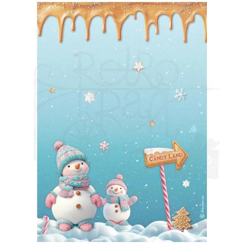 Papier ryżowy do decoupage A4 Candy Christmas Bałwanek DFSA41047 Stamperia
