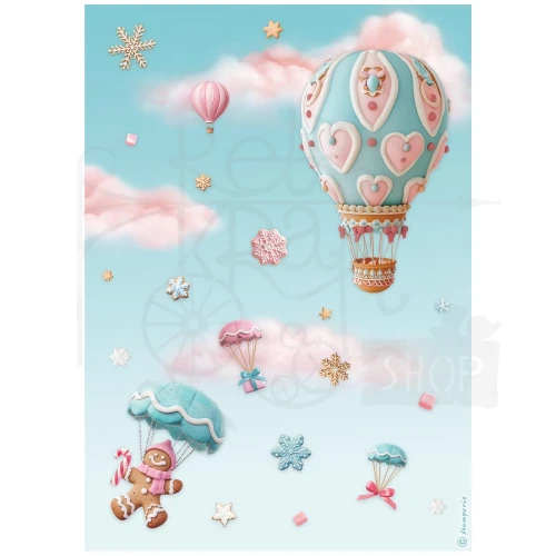 Papier ryżowy do decoupage A4 Candy Christmas Balony DFSA41046 Stamperia