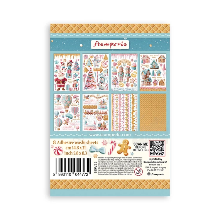 Papier washi A5 Candy Christmas 8 Ark SBW22 Stamperia