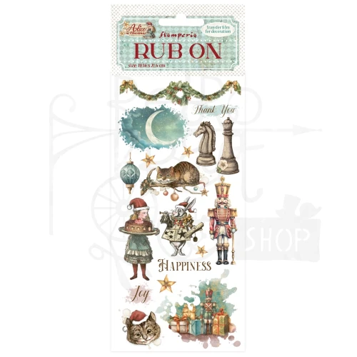 Rub-on transfer 10x21.6cm Alice in Christmas Happiness DFLRB182 Stamperia