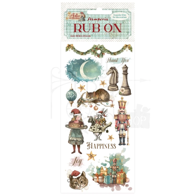 Rub-on transfer 10x21.6cm Alice in Christmas Happiness DFLRB182 Stamperia