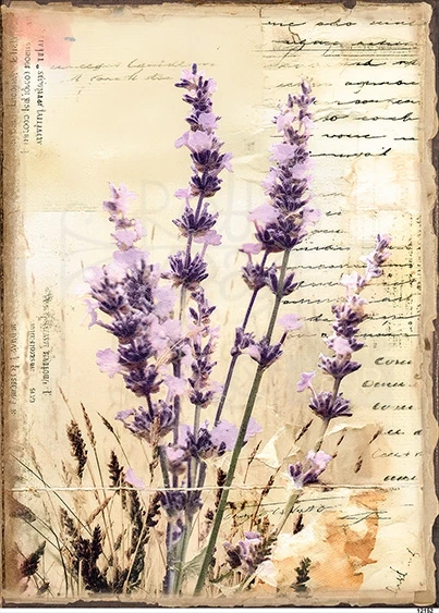 Papier ryżowy do decoupage A5 Lawenda retro 12152