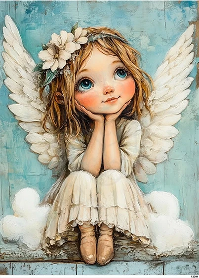 Papier ryżowy do decoupage A5 Aniołek dziewczynka 12094