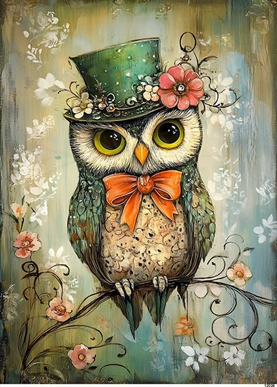 Papier ryżowy do decoupage A5 Sowa 12036