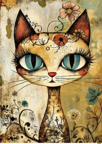 Papier ryżowy do decoupage A5 Kot 11879