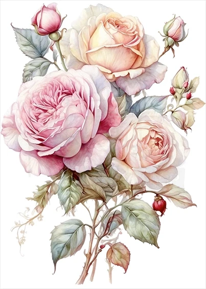 Papier ryżowy do decoupage A5 Róże 0941