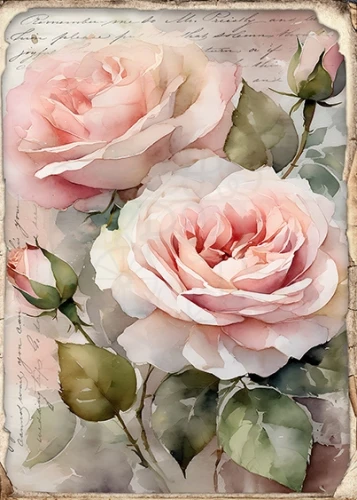 Papier ryżowy do decoupage A5 Róże retro 0664