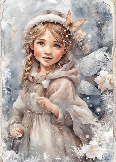 Papier ryżowy do decoupage A5 Dziewczynka elf 0644