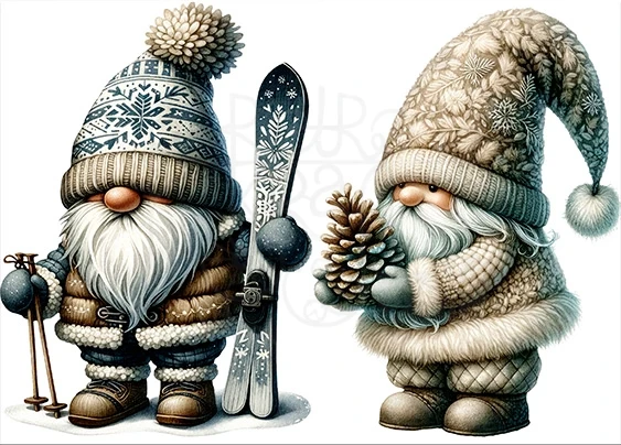 Papier ryżowy do decoupage A5 Zimowe skrzaty gnomy 0006