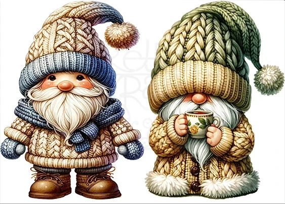 Papier ryżowy do decoupage A5 Zimowe skrzaty gnomy 0003