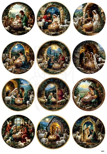 Papier ryżowy do decoupage A4 Boże Narodzenie - szopka 3707