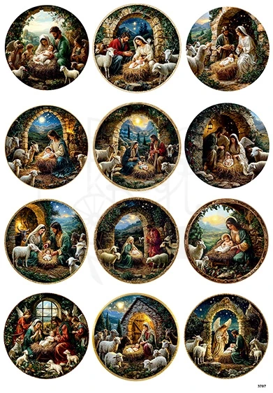 Papier ryżowy do decoupage A4 Boże Narodzenie - szopka 3707