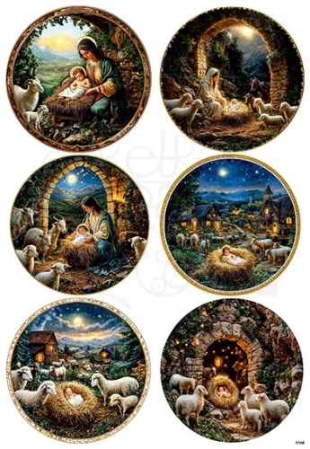 Papier ryżowy do decoupage A4 Boże Narodzenie - szopka 3706
