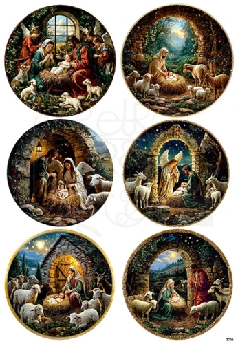 Papier ryżowy do decoupage A4 Boże Narodzenie - szopka 3705