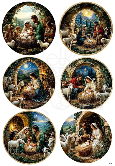 Papier ryżowy do decoupage A4 Boże Narodzenie - szopka 3704