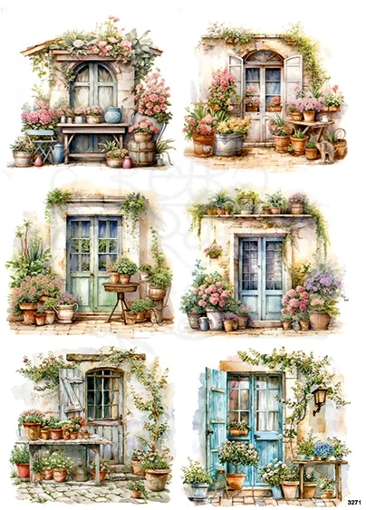 Papier ryżowy do decoupage A4 Drzwi retro 3271