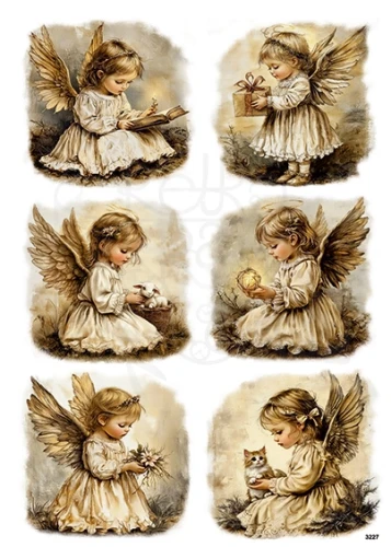 Papier ryżowy do decoupage A4 Aniołki retro 3227