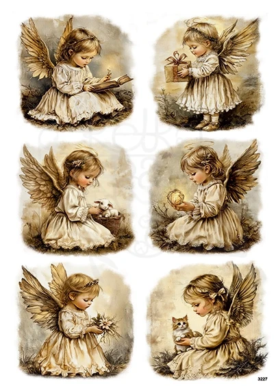 Papier ryżowy do decoupage A4 Aniołki retro 3227