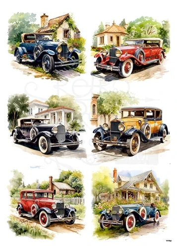 Papier ryżowy do decoupage A4 Oldtimer - auta retro 2754