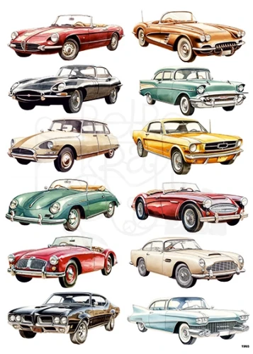 Papier ryżowy do decoupage A4 Oldtimer - auta retro 1965