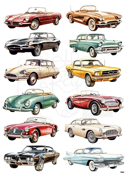 Papier ryżowy do decoupage A4 Oldtimer - auta retro 1965