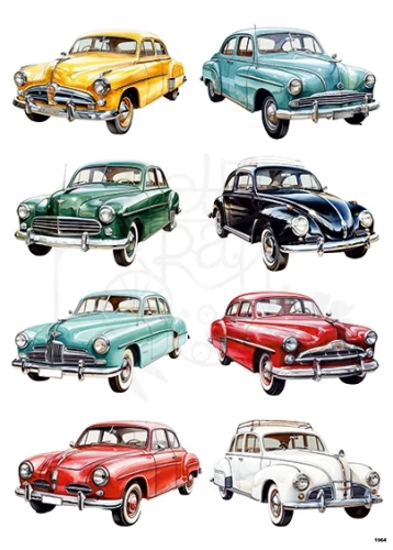 Papier ryżowy do decoupage A4 Oldtimer - auta retro 1964
