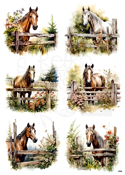Papier ryżowy do decoupage A4 Konie 1929