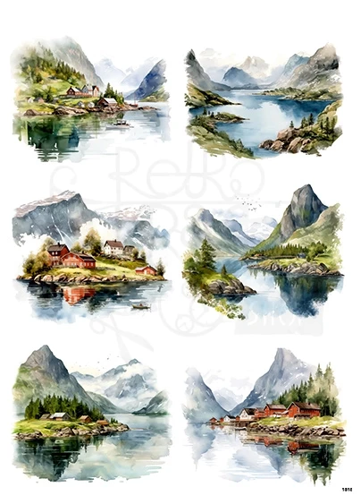 Papier ryżowy do decoupage A4 Górskie widoczki 1818