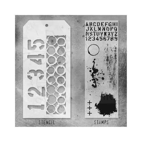 Zestaw stemple + szablon #22 Grunged THMM122 Tim Holtz Stampers Anonymous