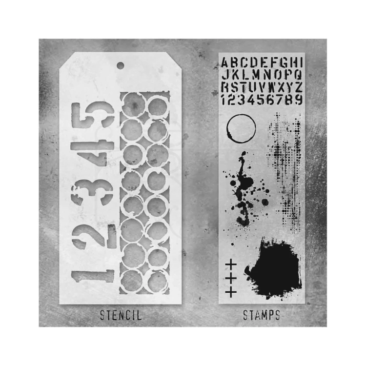 Zestaw stemple + szablon #22 Grunged THMM122 Tim Holtz Stampers Anonymous