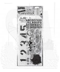 Zestaw stemple + szablon #22 Grunged THMM122 Tim Holtz Stampers Anonymous