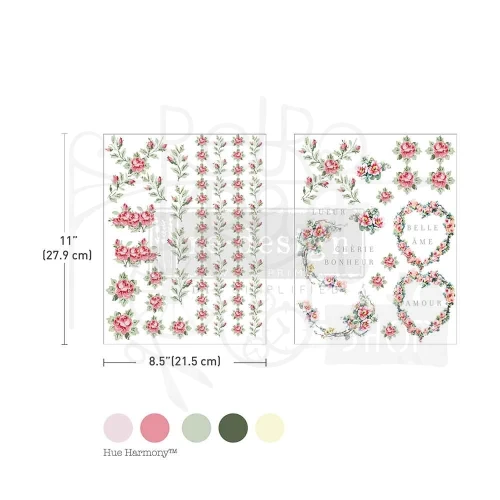 H2O Transfers 21.5x27.9cm Nostalgic Blooms 2 ark 678241 Prima