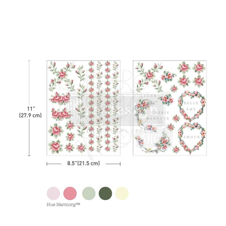H2O Transfers 21.5x27.9cm Nostalgic Blooms 2 ark 678241 Prima